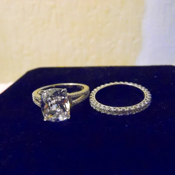 Radiance by Absolute Cushion-cut Simulated Diamond Ring & Eternity Band Size 9 - Picture 2 of 4